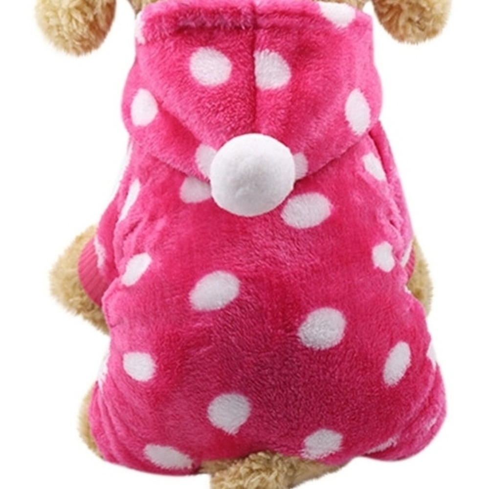 Pink Polka Dot Dog Fleece Hoodie XL